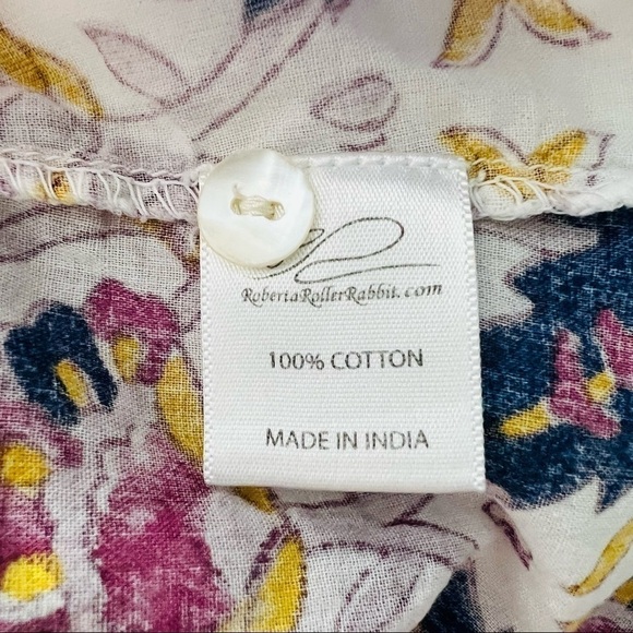 Roberta Roller Rabbit Floral Pintuck Cotton Sleeveless Top Size XS - Picture 7 of 10